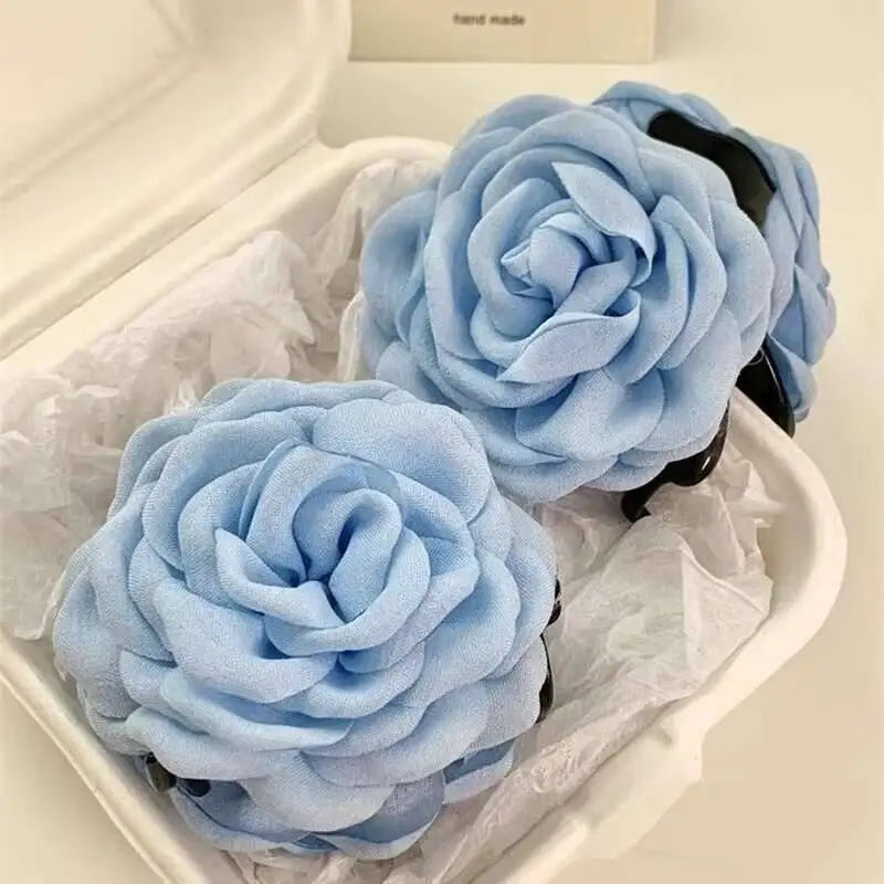 9cm Large Flower Hair Barrettes French Crab Claw For Women Hair Accessories Korean Back Of Head Shark Clip Girls Gifts