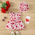 Ensemble 2 pièces robe et vêtements pour bébé fille, imprimé "Love", robe sans manches avec chapeau, mode d'été mignon, pour bébé fille de 0 à 9 mois