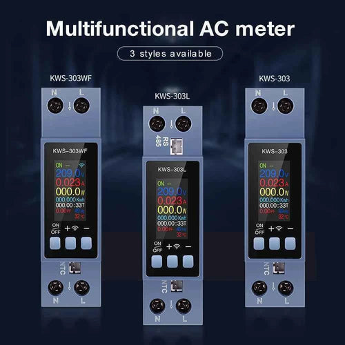 8 in1 Energy Meter AC Meter Color Screen Voltage Current Power Meter Smart Timer Switch Two-phase Din Rail Metering