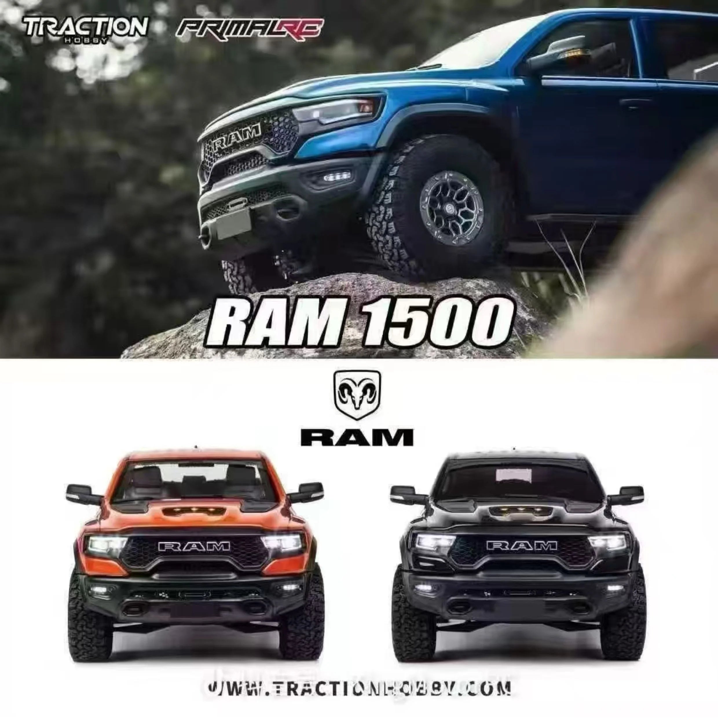KM Thunder Dodge Tyrannosaurus RAM 1500 Simulation 1/8 Remote Control Electric 4WD Climbing Vehicle Pickup Off road Vehicle