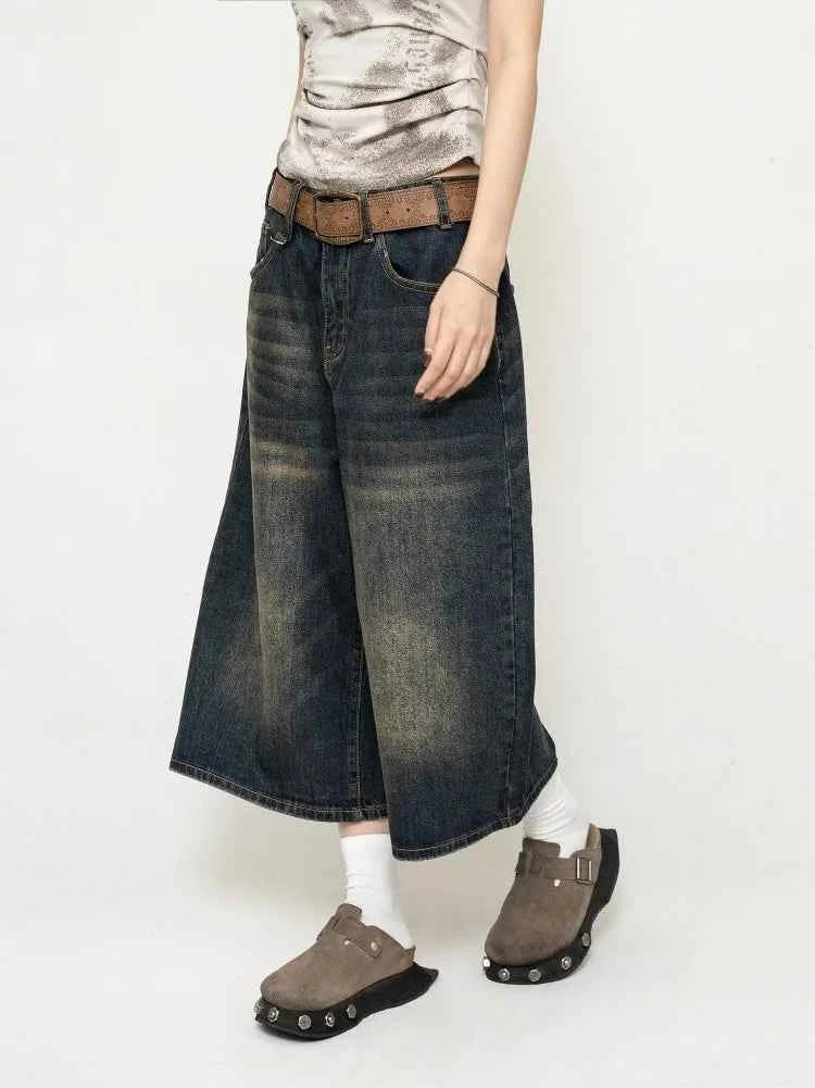 Fashion Harajuku Vintage High Waist 2000S Blue Denim Shorts Women's Casual Loose Fit Y2K Punk Streetwear Style Baggy Shorts