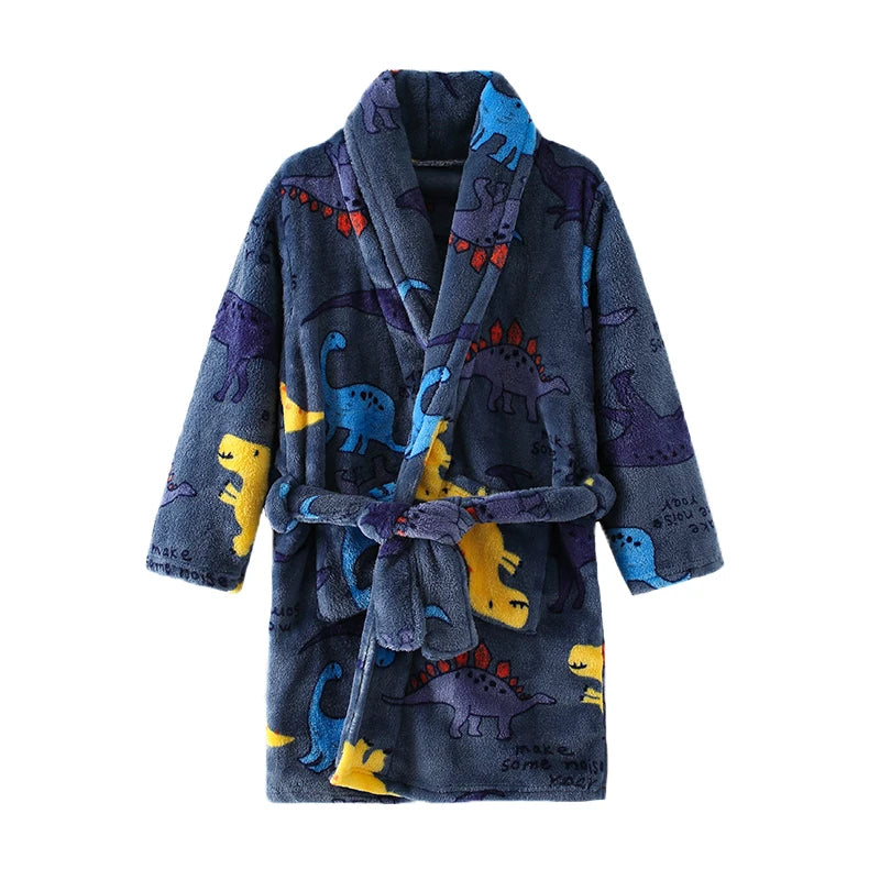 Children Flannel Pajamas Robe Autumn and Winter Kids Sleepwear Children Nightgown Soft Pajamas for Girl Boys Bathrobe 4-16 Years