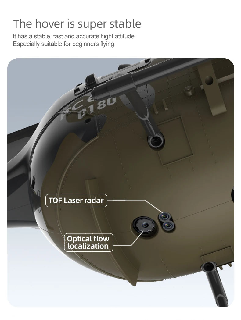 RC ERA C180 BO-105 2.4G 6CH Optical Flow Positioning TOF Altitude Hold Dual Brushless Motor 1:25 Scale Flybarless RC Helicopter