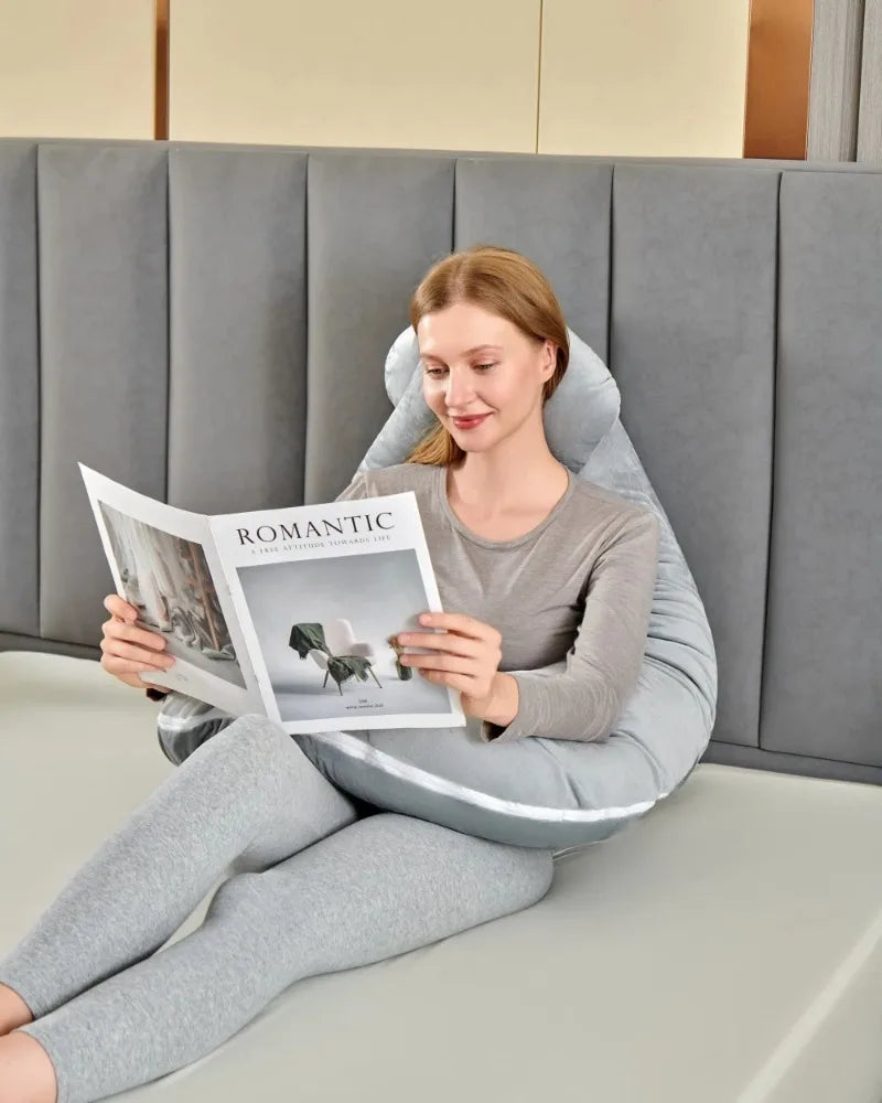Soft Fleece U-Shaped Pregnancy Pillow - Multi-Function Maternity Body Pillow with Lumbar & Abdominal Support for Side Sleeping