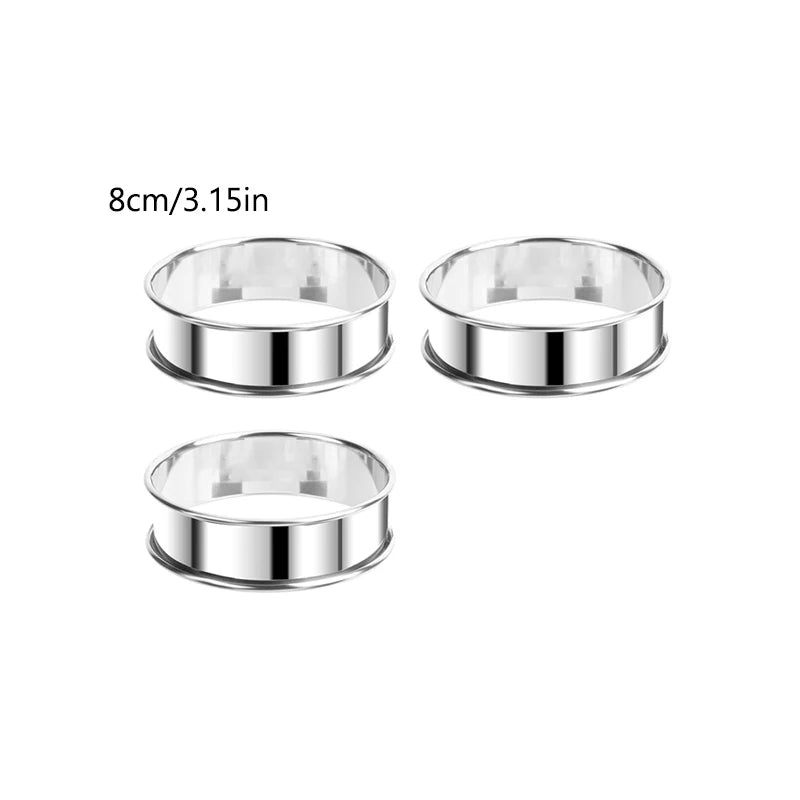 12packs Crumpet Rings Muffin Rings Stainless Steel Nonstick Metal Round Molds for Cake Cookie Cooking Baking Kitchen Tools