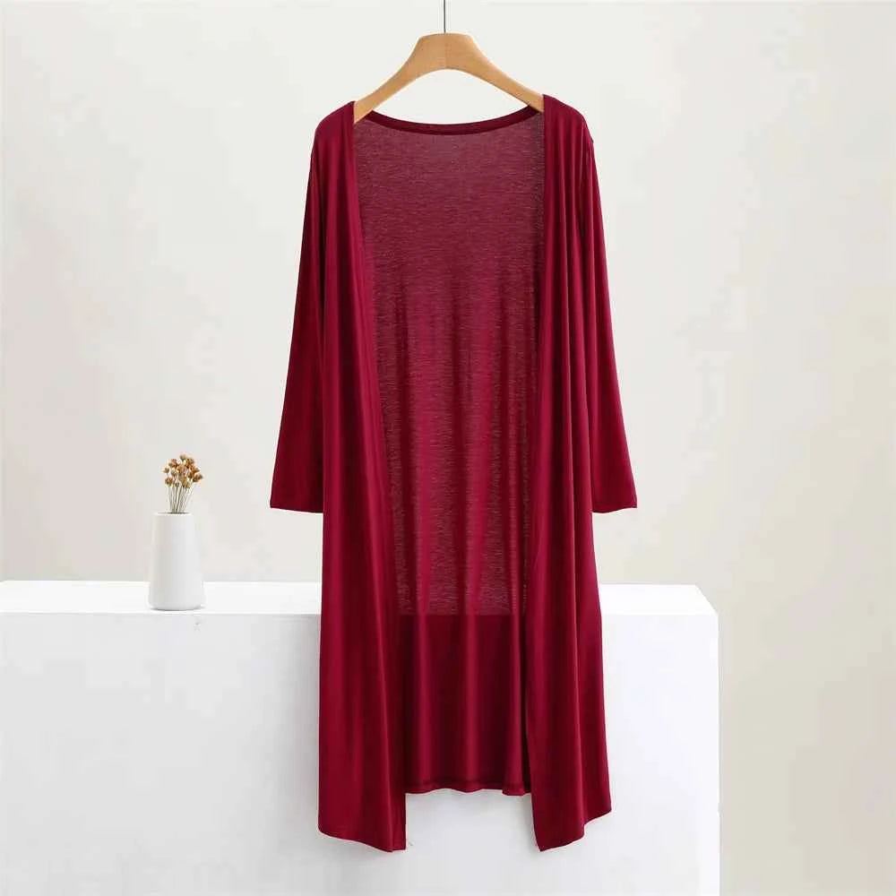 Summer Autumn 12 Colors Women Modal Long Cardigan Female Cotton Sweater Cardigans Long Sleeve Women Casual Coat Ladies Outerwear