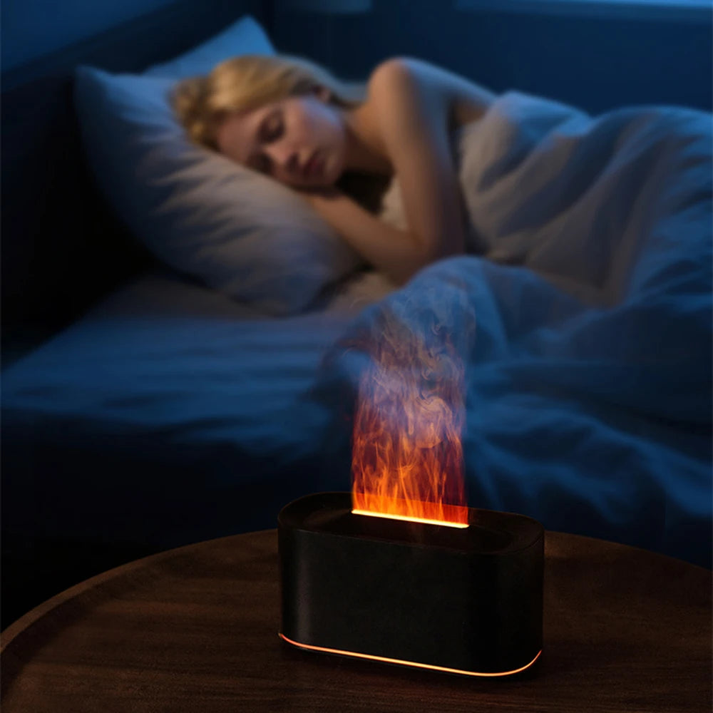 Aromatherapy Diffuser with Flame Effect, Essential Oil Diffuser and Cool Mist Humidifier, Silent Humidifier for Home and Bedroom