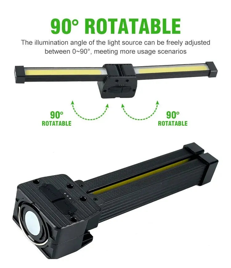 Strong Flashlightoutdoor Multifunctional Camping Lightingflashlight Auto Repair Work Lightfolding COB Light