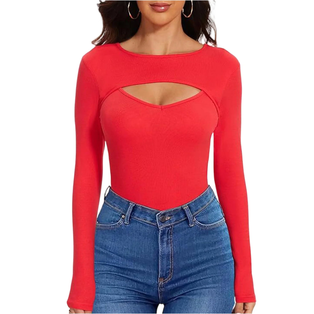 Spring Autumn Women's Long Sleeve T-Shirt Fashion Casual Front Hollow Slim Sexy Top Female Slim Bottoming Shirt Pullover