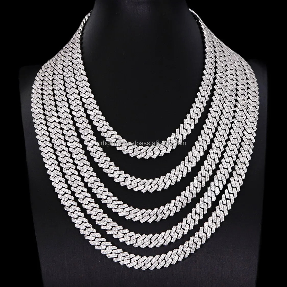 IGI Certified 14K Gold & 925 Sterling Silver Rope Chain Cuban Necklace Bezel Setting VVS Moissanite Trendy Gift