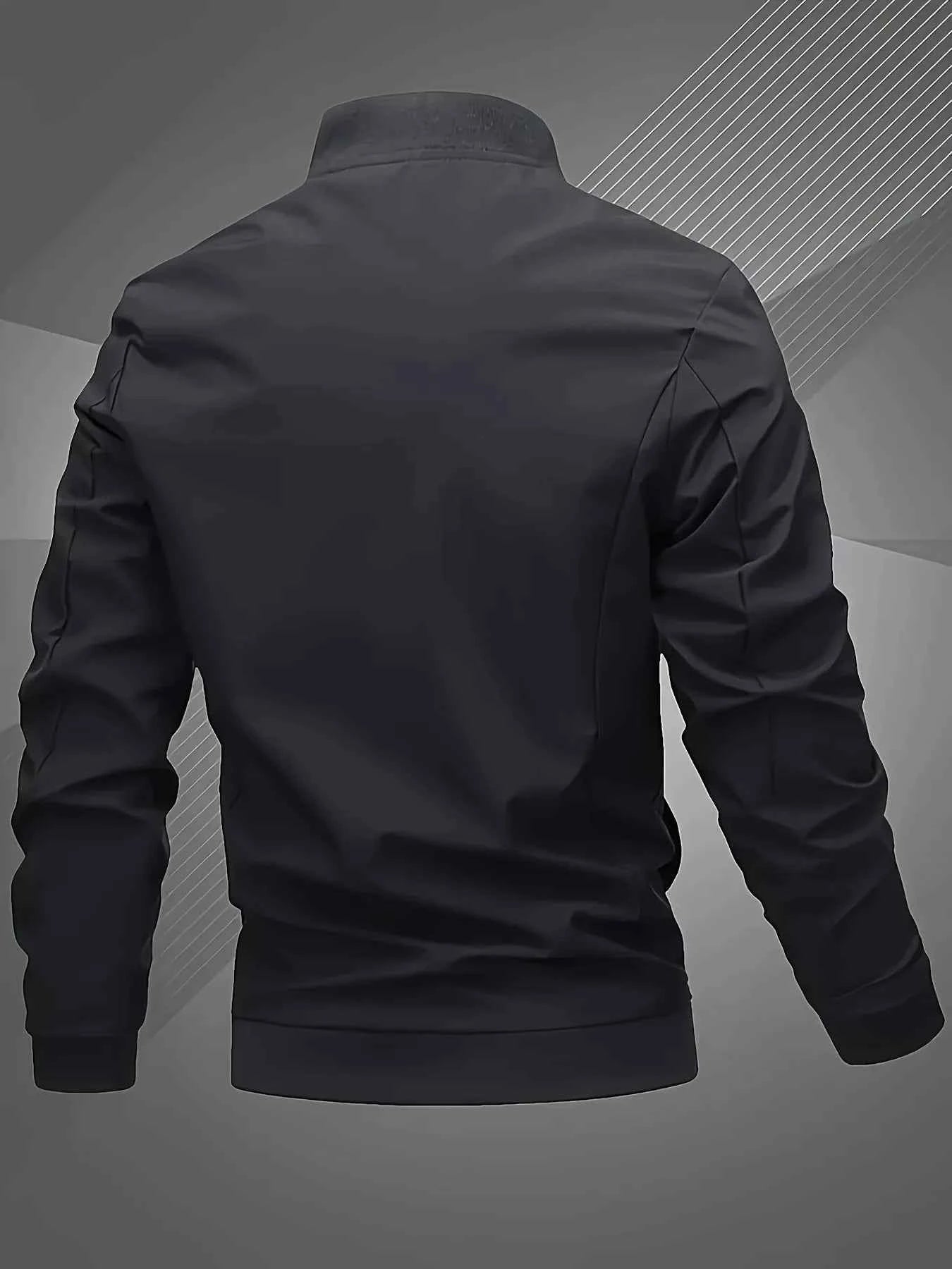 Trendy men's alphabet embroidered bomber jacket - stylish design, versatile casual style