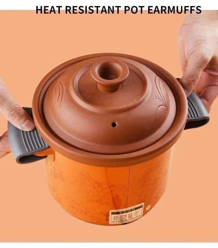Non-Slip Pot Handle Silicone Grip PadSilicone Grey and Off-White Environmentally Friendly MaterialHeat Insulation