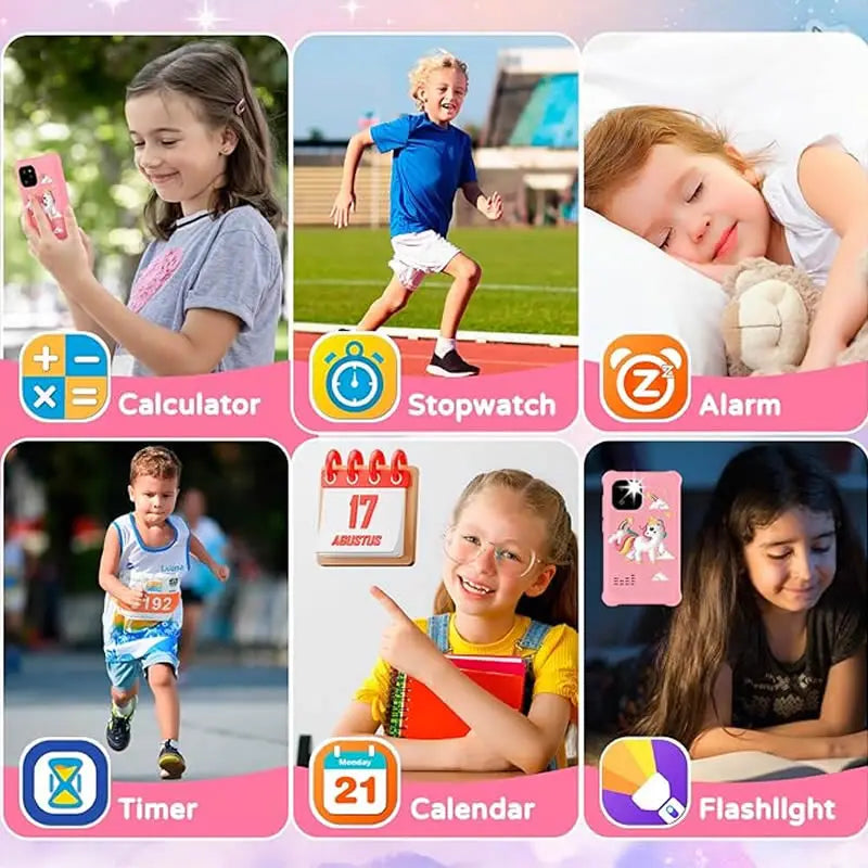 Digital Camera Kids Smart Phone MP3 Player Camera Toys Toys for Girls Touchscreen Unicorn Baby Mobile Educational Boys Age 3-8