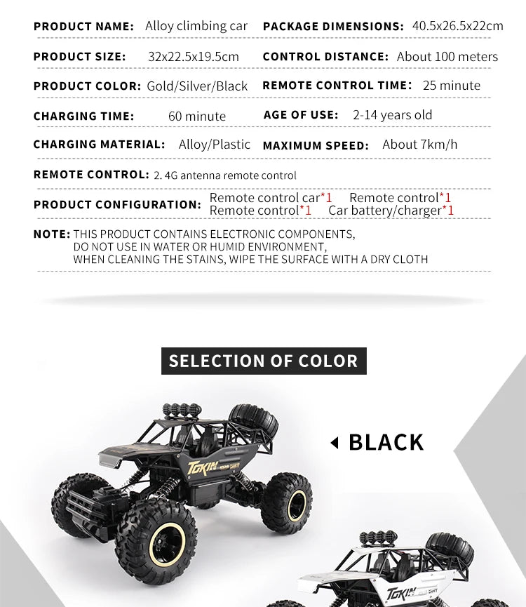 Oike RC Car Remote Control Climbing Vehicle Outdoor All Terrain 4X4 Off-road Trucks Rock Climber 4WD Buggy Racing Drift Cars Toy