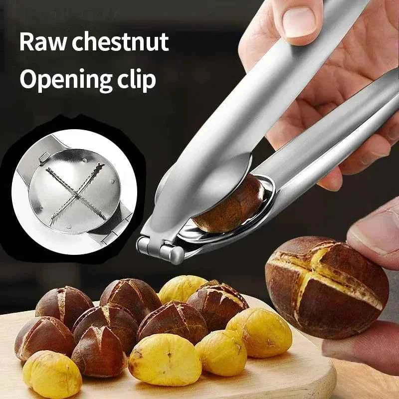 Stainless Steel Bottle Opener and Cutter for Home Use, Chestnut Tool, Kitchen Gadget, High Quality, 2 in 1