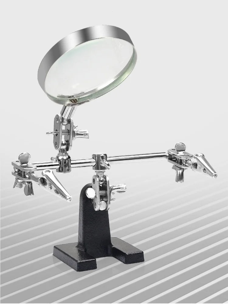 Soldering Iron Station Stand With Welding Magnifying Glass Clip Clamp Third Hand Helping Desktop Magnifier Soldering Repair Tool