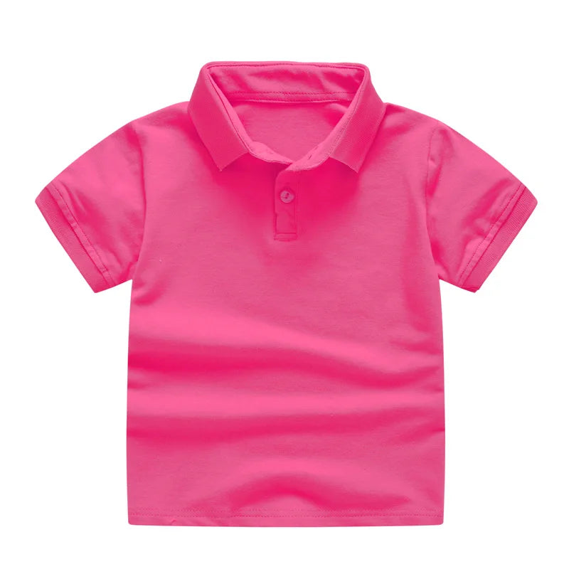Summer Baby Boys Short Sleeve Solid Polo T-shirt Kids Cotton Clothes Toddler Girls Classical Polos T Shirt Tops School Uniform