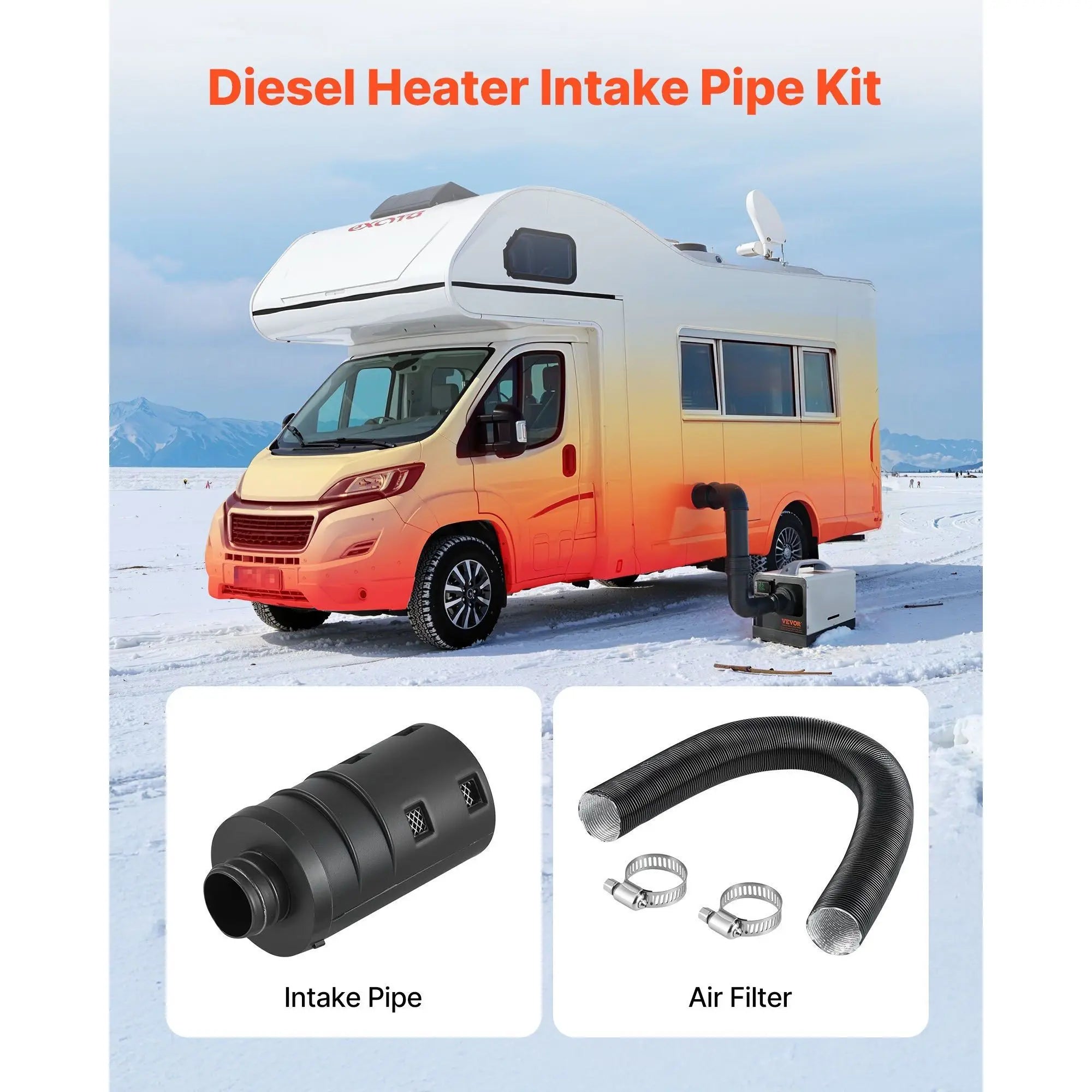 Diesel Heater Intake Pipe Kit 0.98 Inch Stretchable Bendable Hose For 2KW 5KW 8KW Heaters Universal Fit Air Intake