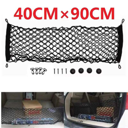 90x40cm Mesh Rack Universal Car Trunk Rear Storage Luggage Nylon Elastic Mesh Strap Hook Pocket Car Trunk Organizer