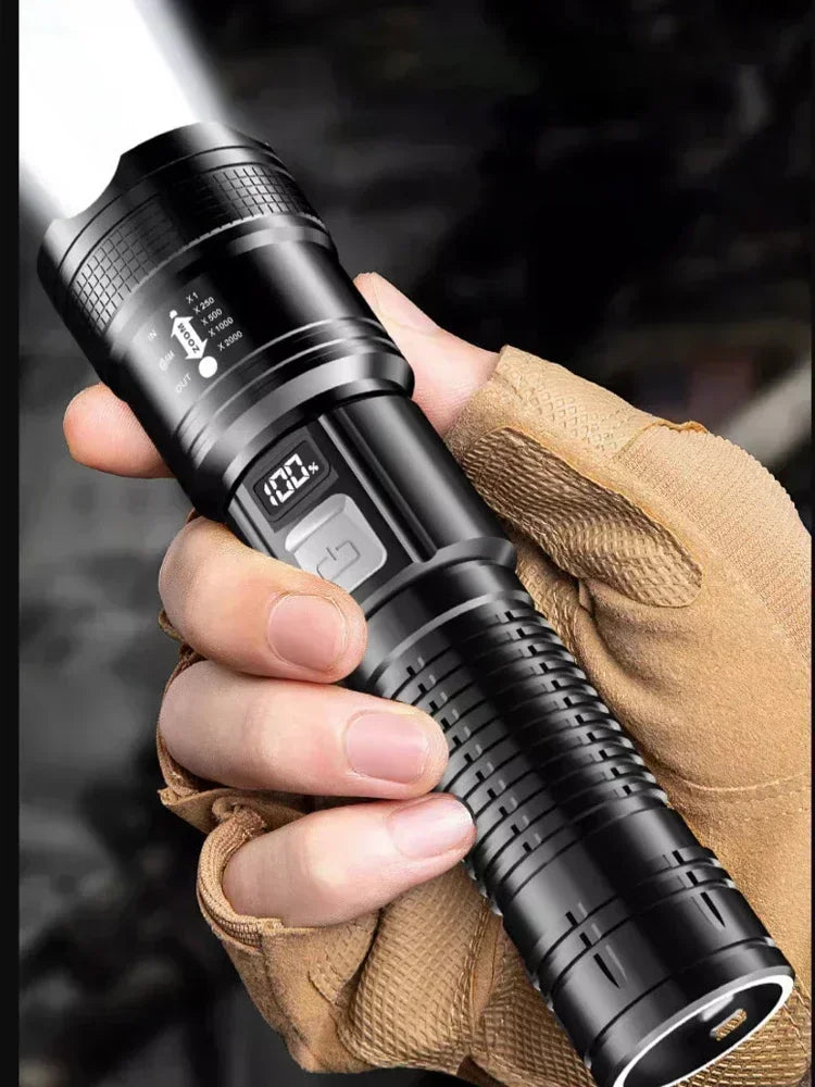 3000000LM Super Bright Flashlight Built-in Battery Rechargeable LED Flashlights High Power Torch Lamp for Camping Lantern