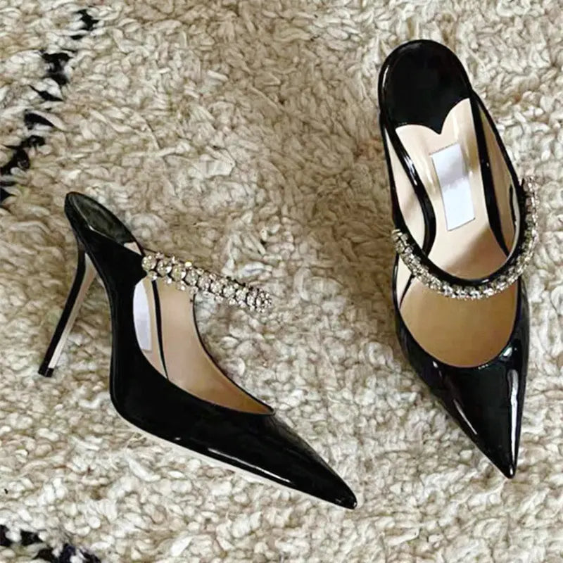 2025 Fashion Women Slippers Pointed Toe High Heels Sandals Sexy Stripper Party Slides Mule Ladies Shoes Slingbacks Slides