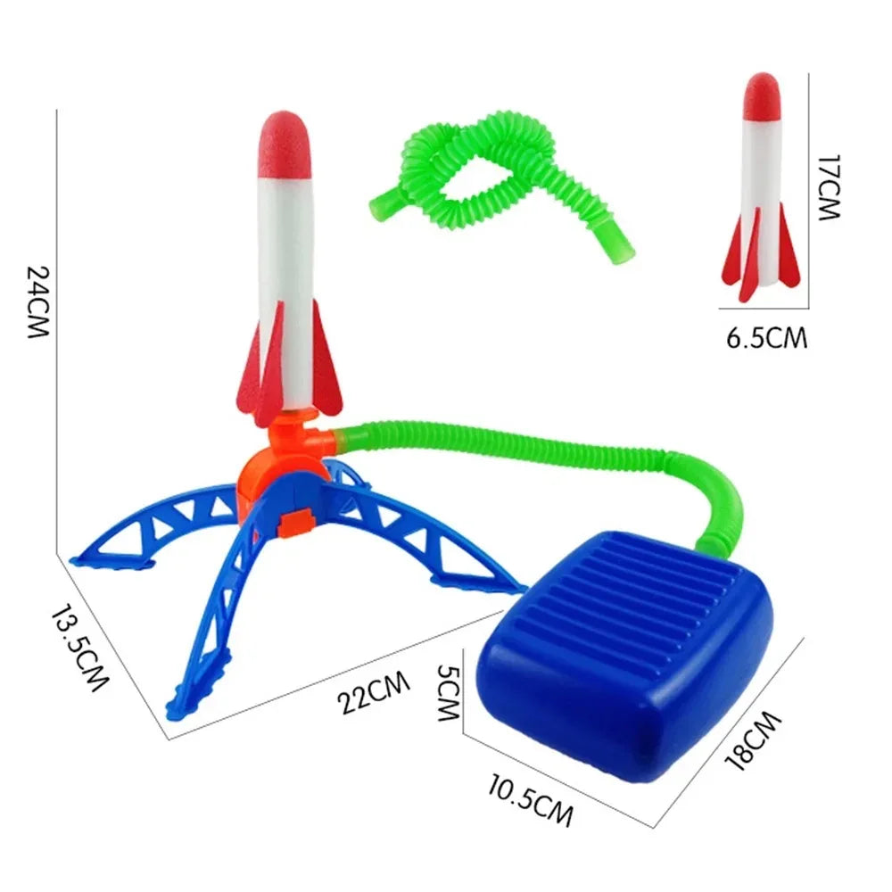 Kids Outdoor Rocket Foot Pump Outdoor Air Pressing Soaring Rocket Suit Jumps Air Powered Rocket Launcher Game Children Toy Gifts