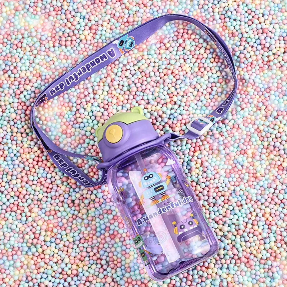 Cute Kids Water Bottle with Straw Free BPA Leakproof Outdoor Portable Children's Cups School Water Bottle for Children
