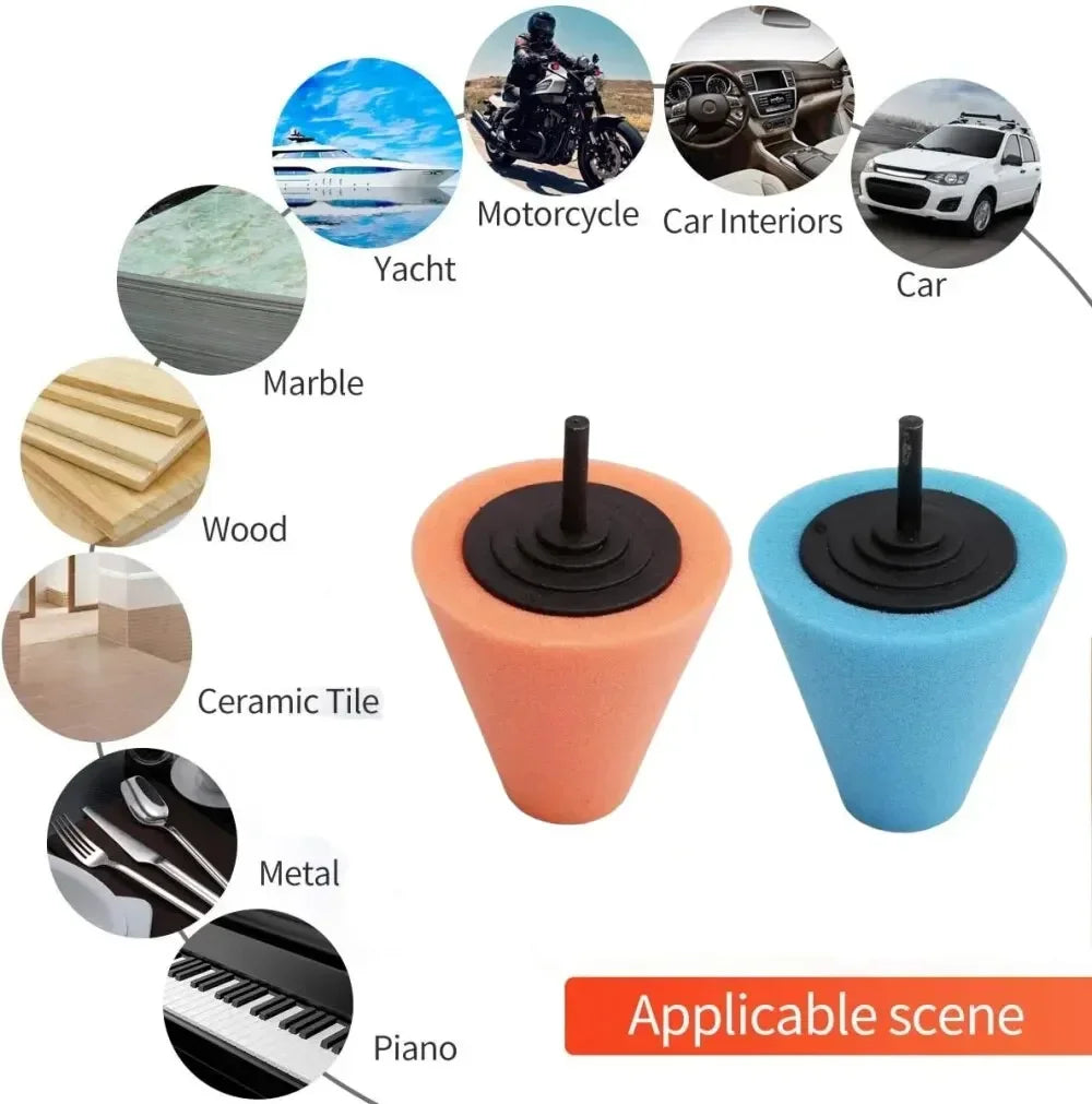 2pcs Car Hub Polishing Sponge Grinding Head Metal Plastic Grinding Conical Sponge Polishing Sponge Wheel