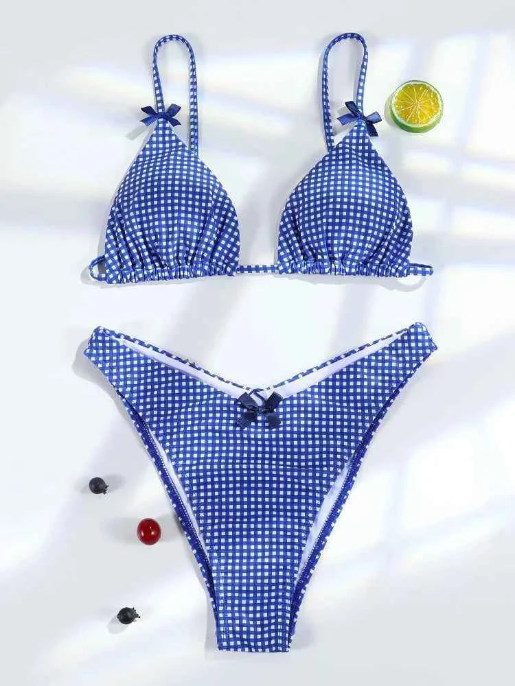 Triangle Bikinis Bow Swimsuit Women Sexy Swimwear Bandage Bikini Set Summer Biquini Female Beachwear Low Waist Thong Swimsuits