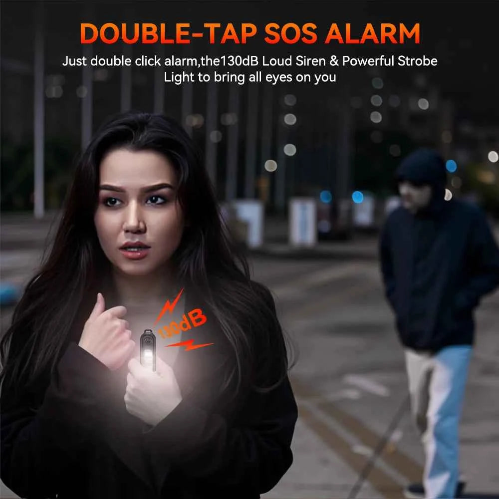 Extractme Personal LED Emergency Night Light Type-C Charging 130dB Safety Self Defense Alarm with Key Chain for Night Running