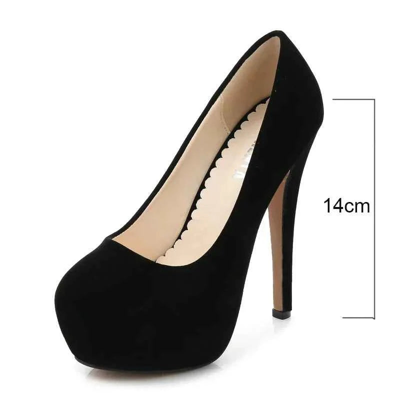 Women Pumps Fashion Flock Womens Sandals 14cm Platform Wedding Pumps Casual Thin Heels Womens Shoes