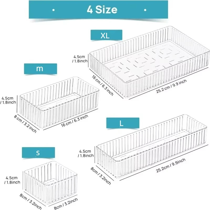 Desk Drawer Organizers Set Plastic Transparent Storage Box Bathroom Storage Makeup Organizer Boxes Clear Storage Box Acrylic Box