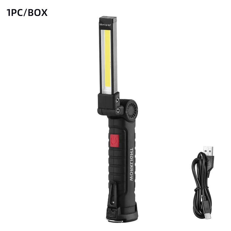 Portable COB LED Flashlight USB Rechargeable Work Light Magnetic Lanterna Hanging Lamp with Built-in Battery Camping Torch