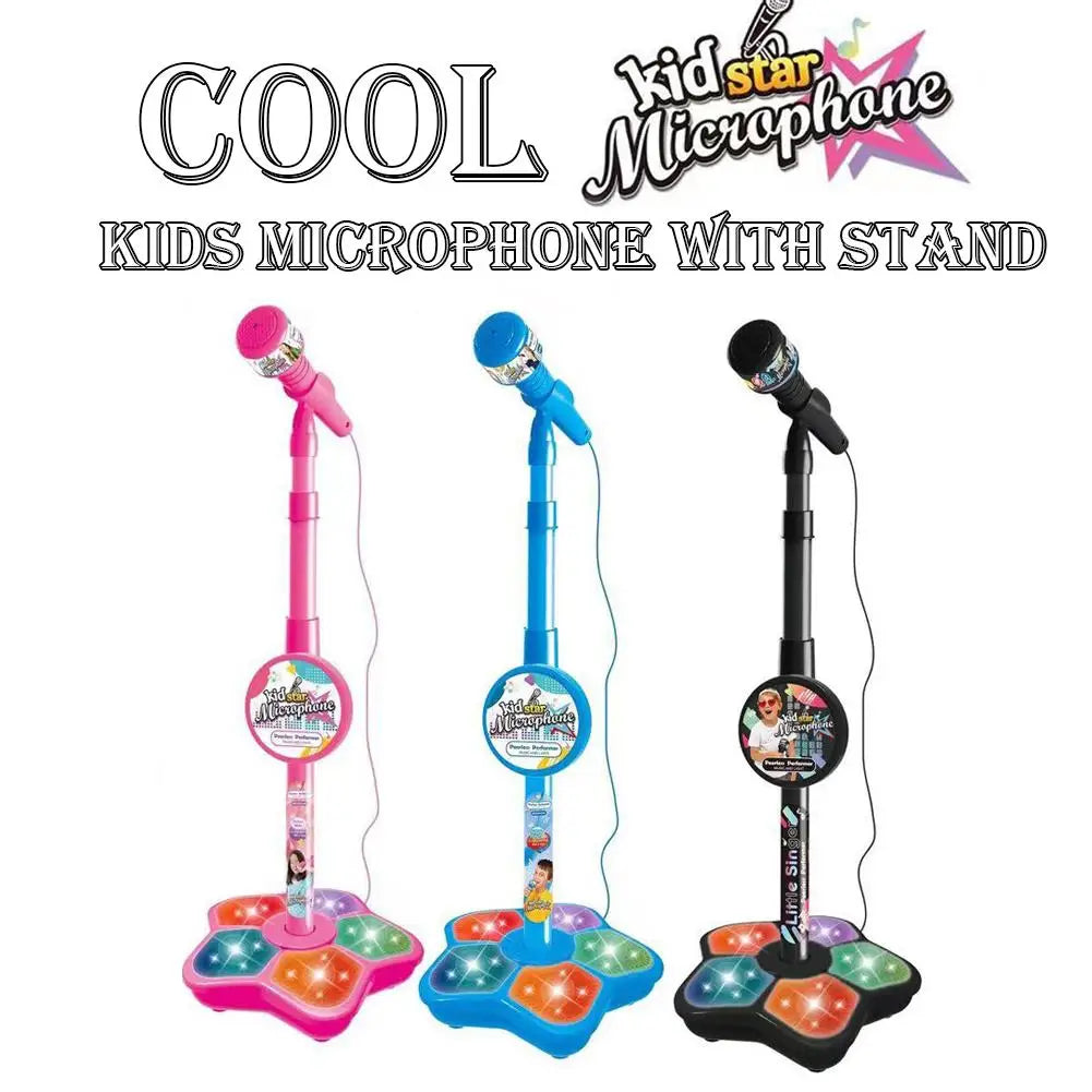 Kids Microphone with Stand Karaoke Song Music Instrument Toys Brain-Training Educational Toy Birthday Gift for Girl Boy