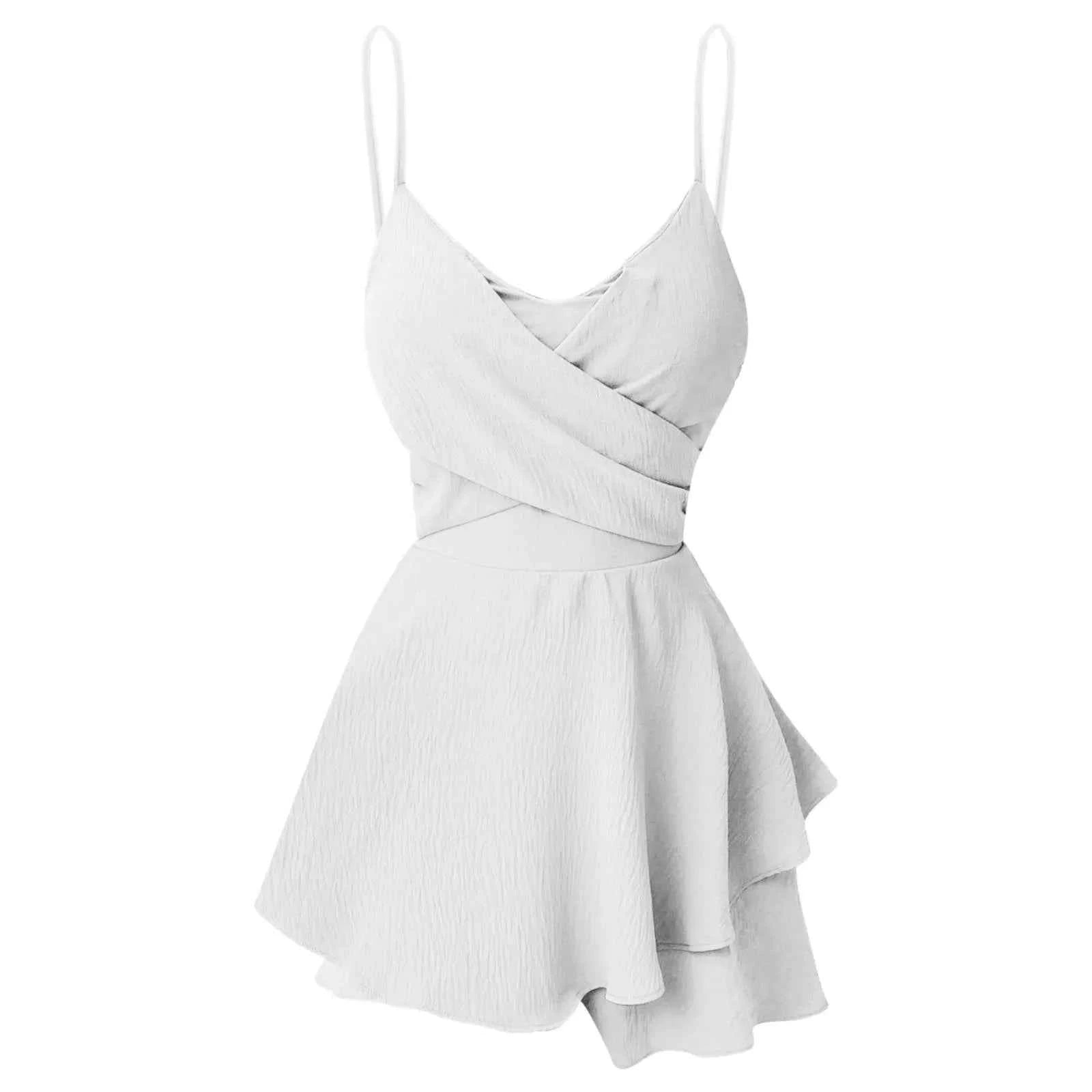 Summer Dresses Sexy Outfits 2023 Plus Size Solid Color Suspender Sexy Summer Dresses Female Vintage Casual Beach Dresses