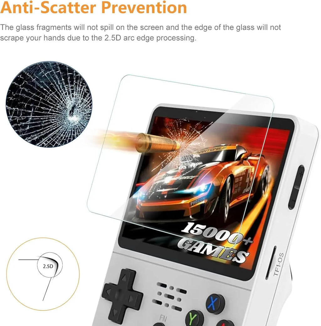 3 IN 1 Carrying Storage Case with Tempered Glass Screen Protectors for R36S Game Console Protectors Kit Anti-Scratch Bag & Films