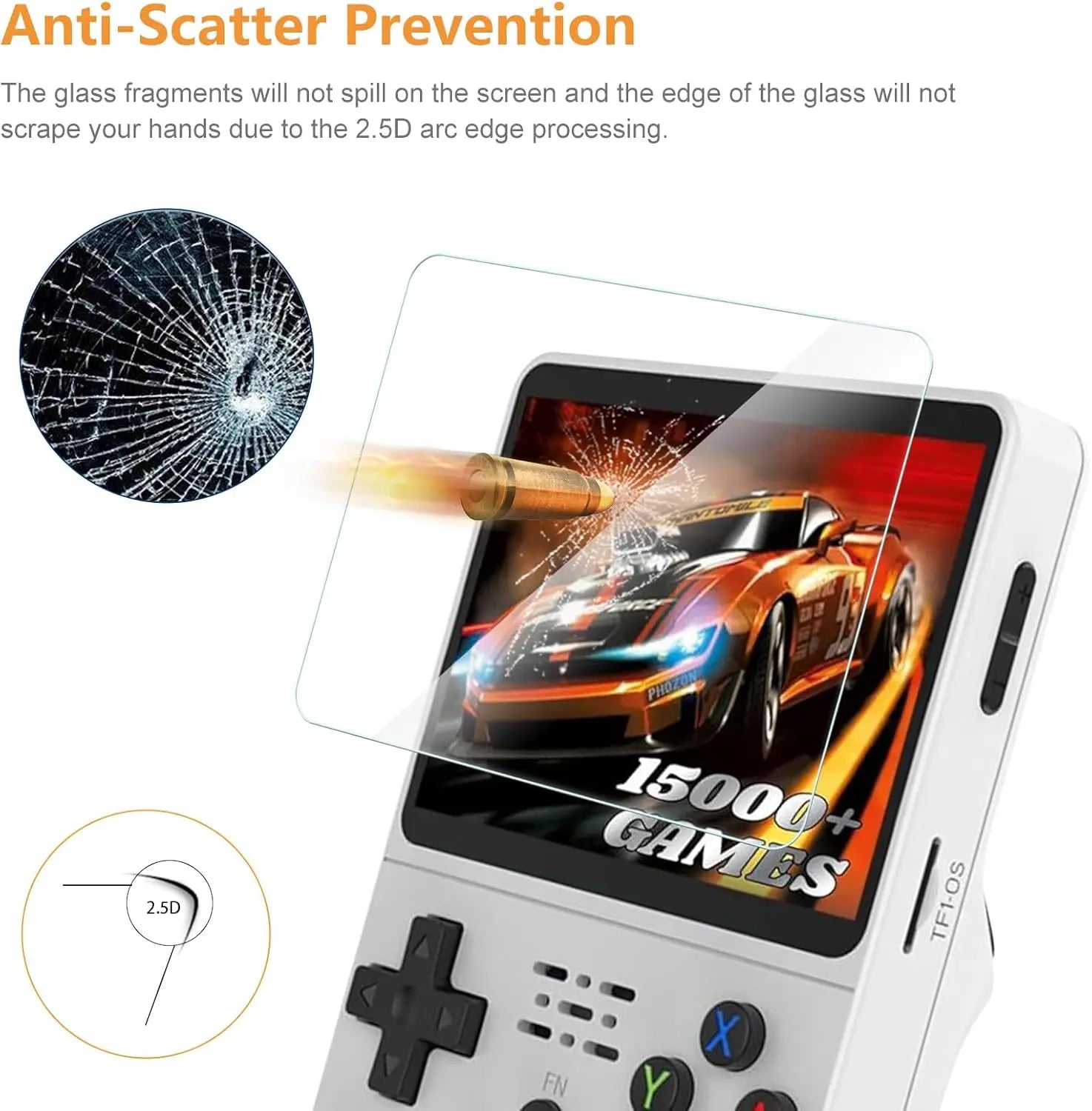 3 IN 1 Carrying Storage Case with Tempered Glass Screen Protectors for R36S Game Console Protectors Kit Anti-Scratch Bag & Films