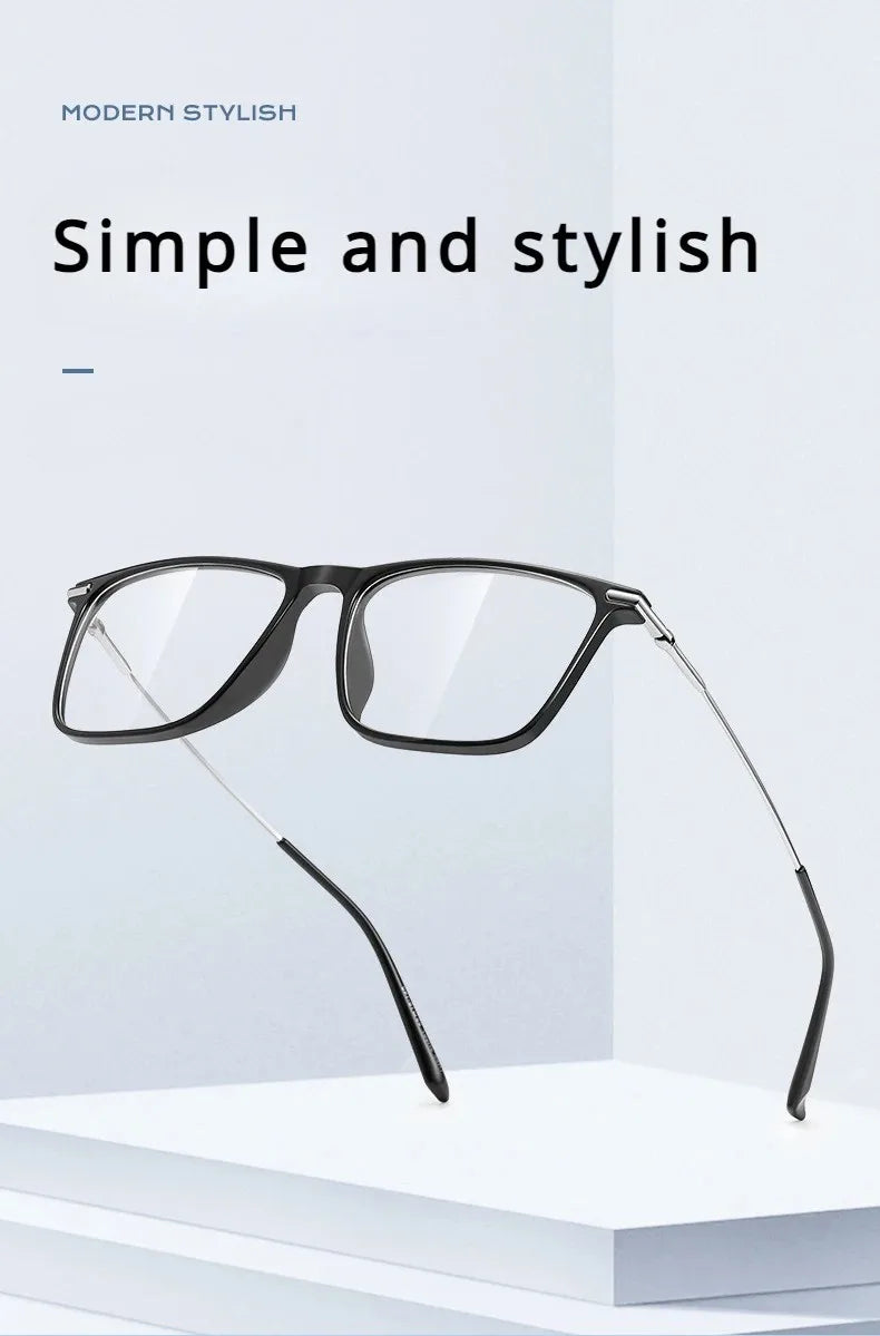 VICKY Classic Titanium Men's Square Frame Simple Design Blue Light Reading Glasses Customizable Prescription Photochromic 007