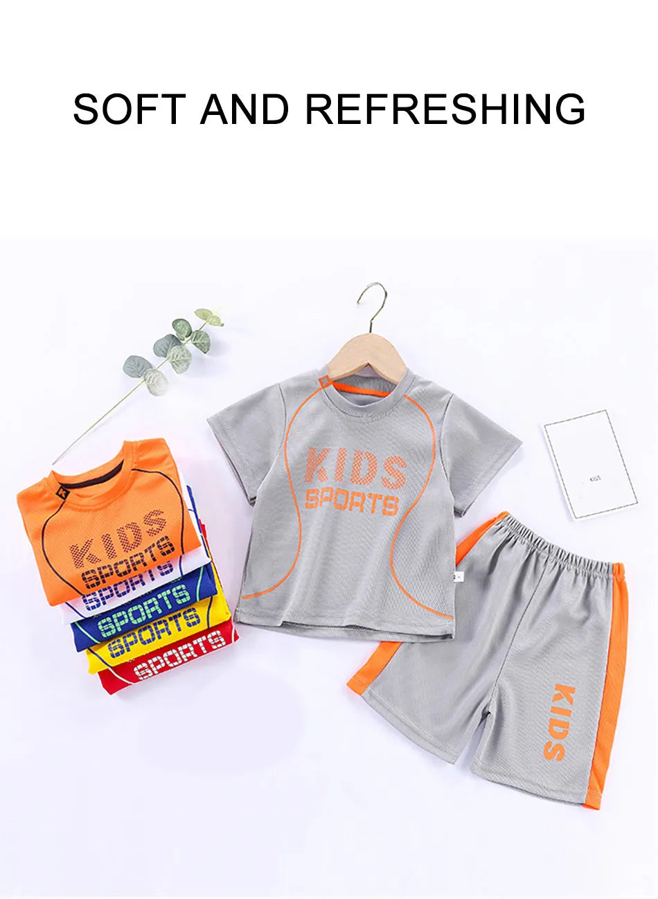 Baby T Shirt Shorts Boy Girl Summer Quick Drying Tops Bottoms Kids 2 Pcs Clothing Set Children Sleepwear Football Sport Clothes