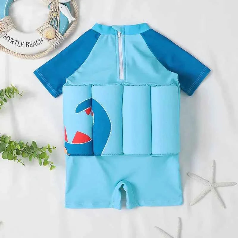 1-6T Children's Buoyancy Swimsuit Cartoon Swimwear Kid One-Piece Floating Rash Guards Bathing Clothes Boys Girls Swimming Suits