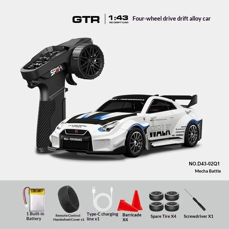 Mini Alloy RC Car 1:43 High-Speed Drifting Sports Car Boys Toy Four-Wheel Drive Simulation Race Car Remote Control Vehicle