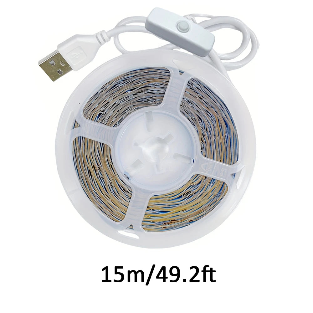 USB Led Strip Lights DC 5V 2835 White / Warm White Led Lights with ON/OFF Switch for Bedroom, Mirror, Cabinet, Wardrobe, TV