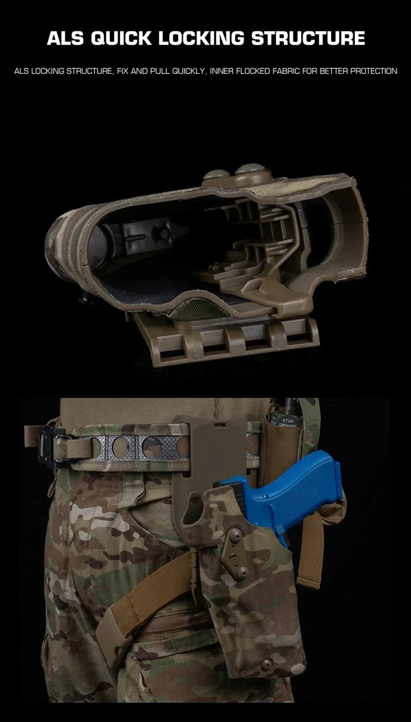 Tactical Gun Holster Glock17 Gen4 with X300 X300U Flashlight Quick Release Drop Leg Holsters Right Left Hand Pistol Gun Carry