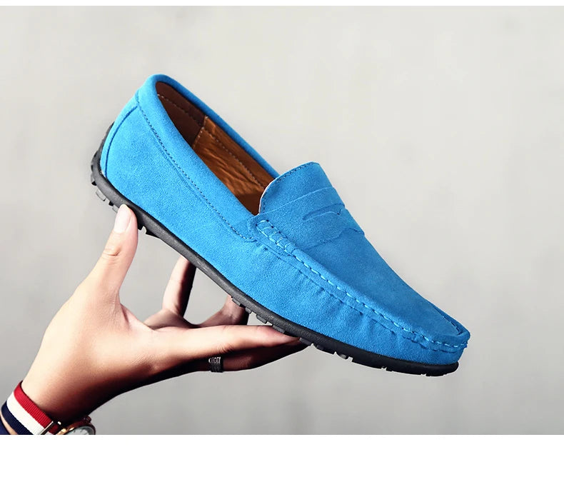 Men Casual Shoes Fashion Suede Leather Men Loafers High Quality Moccasins Slip On Men's Flats Lightweight Driving Shoes 38-47