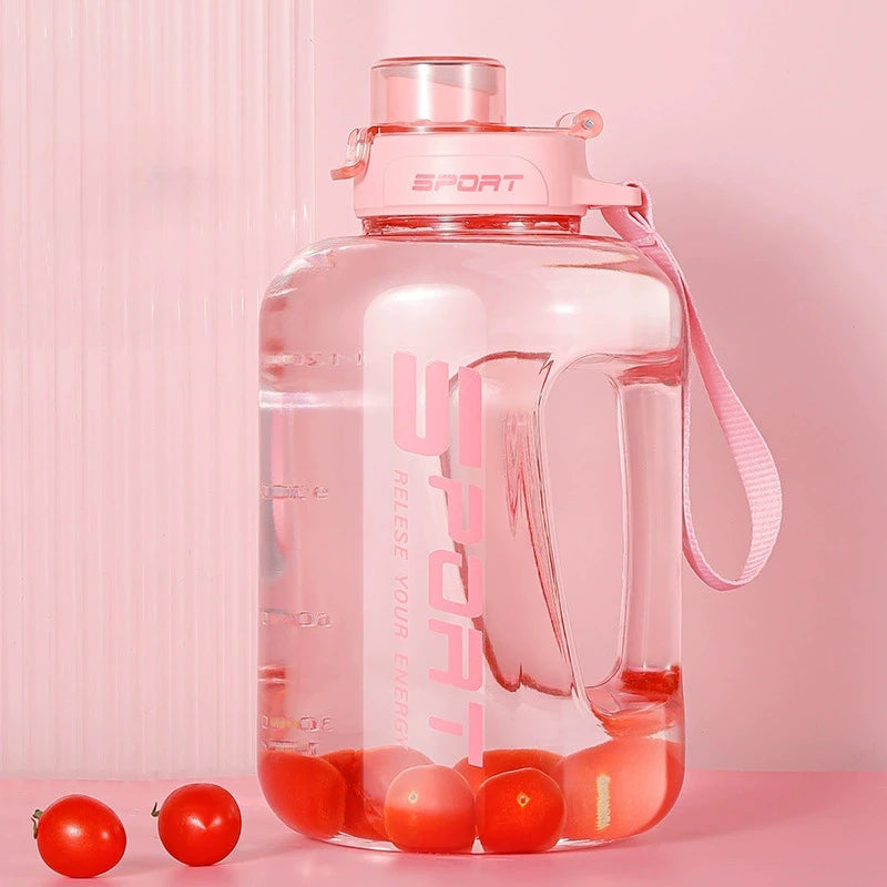 1.2L/1.7L Large Capacity Ton Bucket Water Bottle Large Belly Cup Fitness Sports Water Bottle Portable Plastic Space Cup