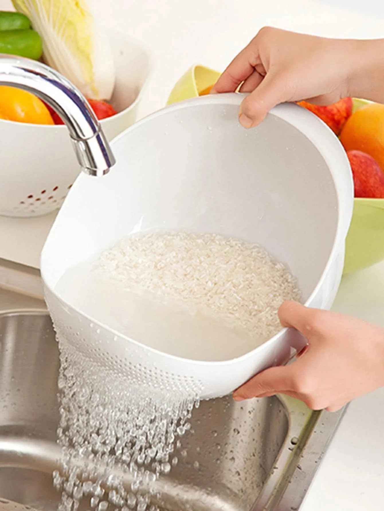 1/3pcs-Household Vegetable Washing Basket Fruit Basin Rice Drainage Basket Kitchen Supplies Small Tools Multi-purpose