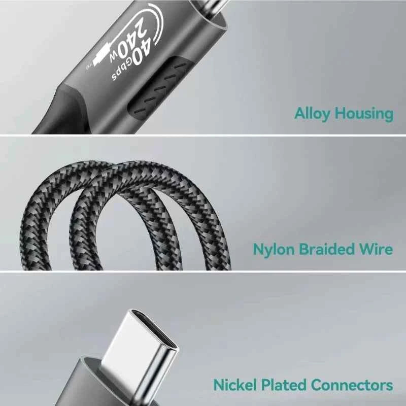 USB4 Cable 40Gbps 48V 240W For Thunderbolt 4 Type C Fast Charging Cable Thunderbolt3 USB C to C Data Transfer Cable For laptop