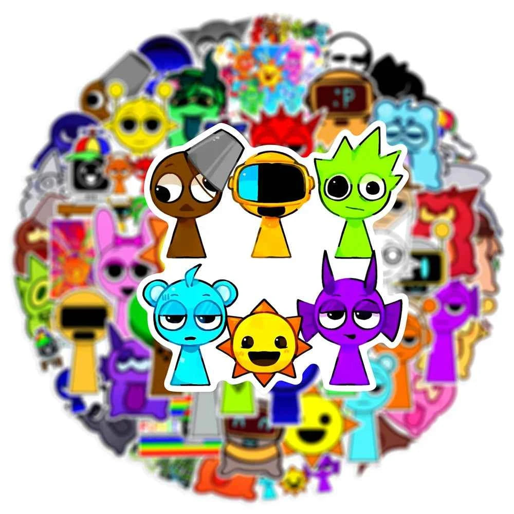 10/30/50PCS Sprunki Stickers Funny Music Game Sticker Toys Decals DIY Phone Luggage Laptop Skateboard Guitar Bike Car