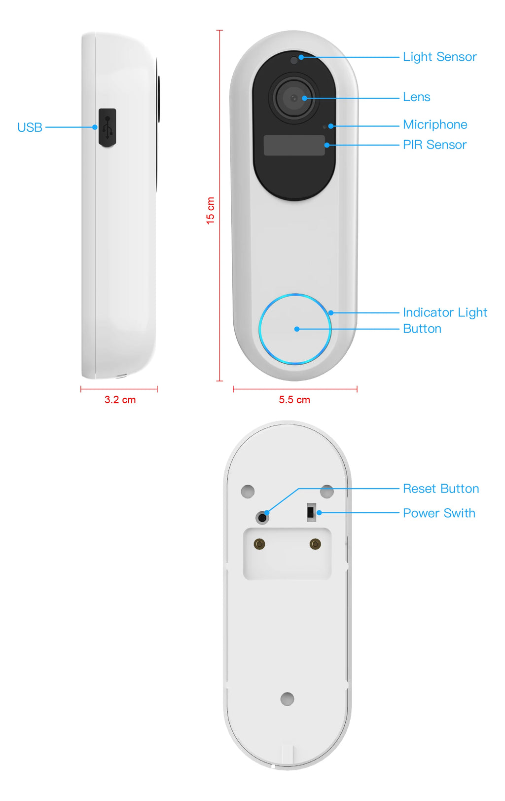 Tuya Smart Video Doorbell Waterproof Night Vision Home Security 1080P Camera Digital Visual Intercom 2.4GHz 5GHz WIFI Doorbell