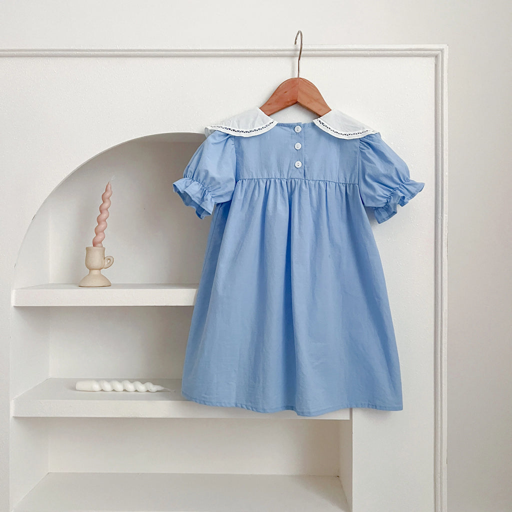Baby Summer Dress 2-6Yrs Baby Girls Clothes Petal Collar Cotton New Toddler Girl Dresses Kids Girls Casual Soft Dress Princess